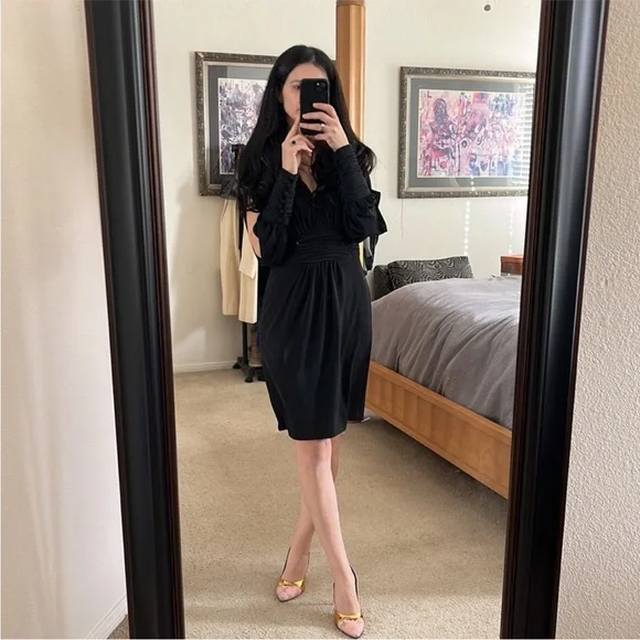 Faviana Glamour Black dress size 2 long sleeve - Picture 3 of 10